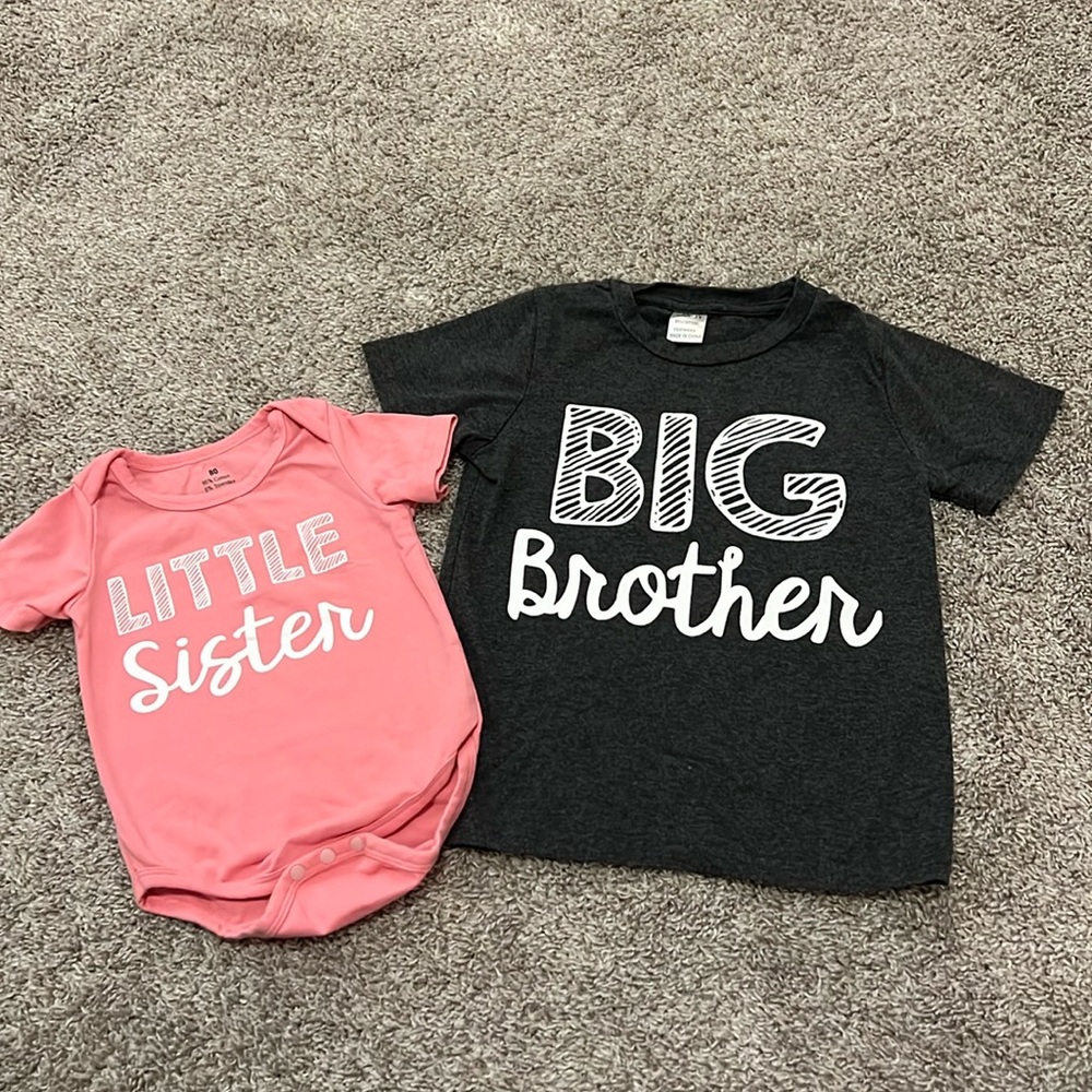 NEW‎ Big Brother Little Sister T-shirt onesie set t-shirt size 3T onesie 3 mths